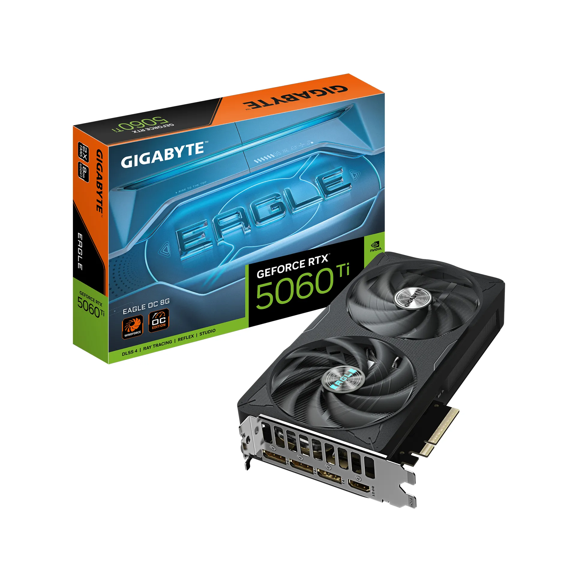 GIGABYTE GeForce RTX 5060 Ti EAGLE OC 8G Grafikkarte – 8 GB GDDR7, 128 Bit, PCI-E 5.0, 2617 MHz Kernfrequenz, 3 x DisplayPort, 1 x HDMI, GV-N506TEAGLE OC-8GD GIGABYTE GeForce RTX 5060 Ti EAGLE OC 8G Grafikkarte – 8 GB GDDR7, 128 Bit, PCI-E 5.0, 2617 MHz Kernfrequenz, 3 x DisplayPort, 1 x HDMI, GV-N506TEAGLE OC-8GD