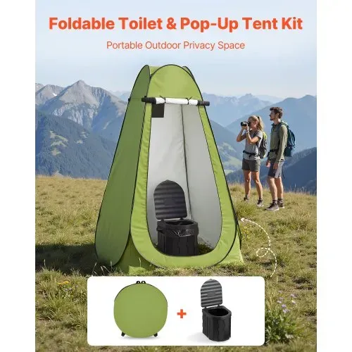 VEVOR Tragbare Campingtoilette 150 kg Belastbar, Mobile Toilette Faltbar, Reisetoilette mit Tragetasche & Müllbeuteln & Aufklappbarem Sichtschutzzelt, Geeignet für Wohnmobilreisen Camping Wandern VEVOR Tragbare Campingtoilette 150 kg Belastbar, Mobile Toilette Faltbar, Reisetoilette mit Tragetasche & Müllbeuteln & Aufklappbarem Sichtschutzzelt, Geeignet für Wohnmobilreisen Camping Wandern