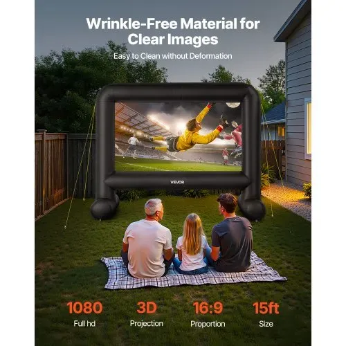 VEVOR aufblasbare Filmleinwand Projektion Beamer Leinwand aus 600D, Projektionsleinwand mit tragbarer Aufbewahrungstasche, 16:9, Filmprojektion für Heimkino Mottoparty Poolspaß (354 x 130 x 290 cm) VEVOR aufblasbare Filmleinwand Projektion Beamer Leinwand aus 600D, Projektionsleinwand mit tragbarer Aufbewahrungstasche, 16:9, Filmprojektion für Heimkino Mottoparty Poolspaß (354 x 130 x 290 cm)