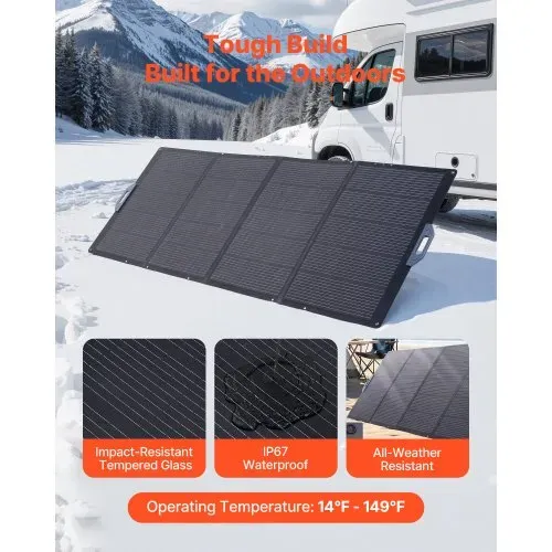 VEVOR Faltbares Solarpanel 400 W, Tragbares Solarladegerät 24 % Hocheffizienz, Monokristallines Solarmodul mit MC4-Ausgang & 10-in-1-DC-Adapter, IP67, für Powerstations, Camping, Wandertouren – Bild 4