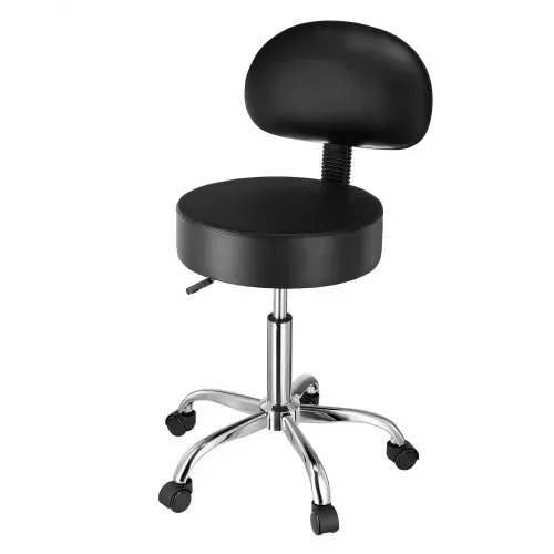 VEVOR Sattelhocker Rollhocker 204 kg belastbarer höhenverstellbarer (84-100 cm) Drehhocker Arbeitshocker mit Rückenlehne, PU-Leder-Drehsattelstuhl für Salon Spa Massage Klinik Schwarz – Bild 10