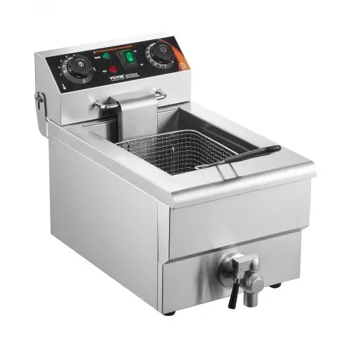 VEVOR kommerzielle Fritteuse, 1500 W elektrische Fritteuse mit Korb, 9 L Edelstahl Fritteuse mit Zeit- und Temperaturkontrolle, Überhitzungsschutz, Fritteuse für Küche Restaurant Café Bar – Bild 10