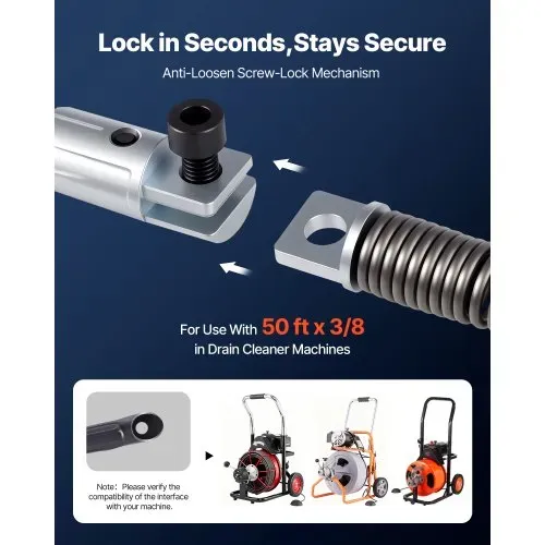 VEVOR Rohrreinigungsmaschine 390W Rohrreinigungsgerät Spirale 15 mm x 13 mm kompakter elektrische Abflussreiniger mit 8 auswechselbare Messer Schiebehülsenwerkzeug 51-102 mm für die Rohrinstallation – Bild 5