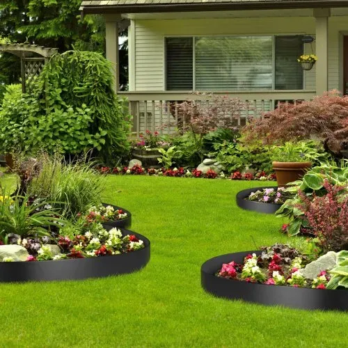 VEVOR Landschaftseinfassung, 25,4 cm Tiefe, 91,4 m Gesamtlänge, recyceltes HDPE-Terrassenbrett, flexible Biegekante für Landschaftsbau, Rasen, Garten, Hof, gegen eindringendes Unkraut, Schwarz – Bild 7