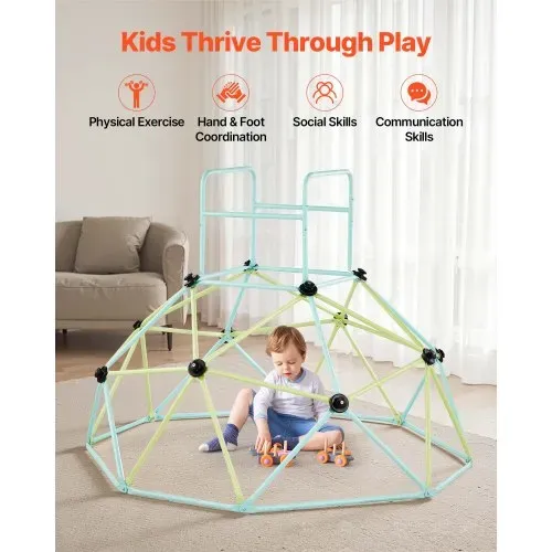 VEVOR Kletterkuppel geometrisches Klettergerüst (183 cm) breit, 270 kg belastbares Klettergerüst, Klettergerät für Kinder von 3 bis 10 Jahren Gartenspielzeug Spielplatz blau + grün – Bild 4