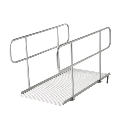 VEVOR Rollstuhlrampe mit Handläufen, 1806x830x1080 mm Schwellenrampe mit Max. 453,6 kg Tragkraft, Rutschfeste Auffahrschiene aus Alu, Tragbare Auffahrrampe für Scooter Türschwelle Bordsteine Treppen – Bild 8
