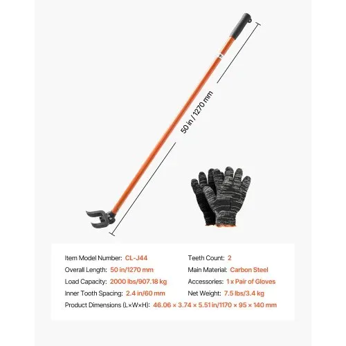 VEVOR Plattenheber, 907 kg Tragkraft, 1270 mm Gesamtlänge, mit Handschuhen & Nagelzieher, schwere Paletten-Buster für Aufhebeln von Bodenbelägen, Rahmen, Dächern, Verkleidungen & Gipskartonplatten – Bild 6