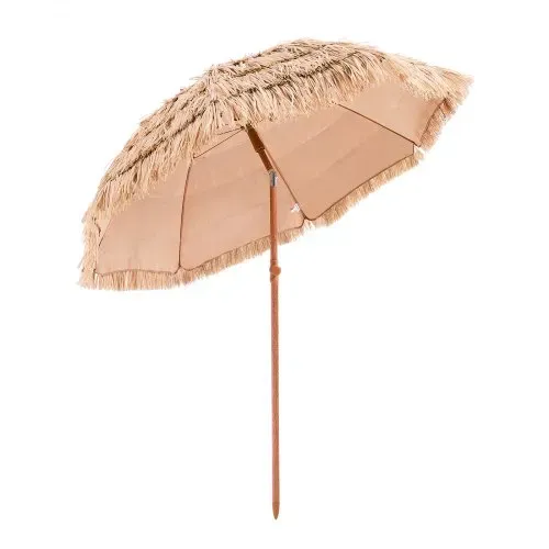 VEVOR Strohschirm Hawaii, 1,8 m Strohschirm neigbar, Strandschirm mit PP-Stroh & 8 Metallstreben, Gartenschirm, Marktschirm, Terrassenschirm für Strand, Terrasse, Poolrand, Hinterhof & Garten – Bild 9