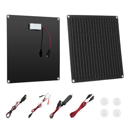 VEVOR 12V Monokristallines Solarpanel-Kit 20 W, Batterieladegerät mit integriertem Smart Controller & 3 Verbindungskabeln, tragbar für Wohnmobil, Auto, Motorrad, Boot, Van, Camper VEVOR 12V Monokristallines Solarpanel-Kit 20 W, Batterieladegerät mit integriertem Smart Controller & 3 Verbindungskabeln, tragbar für Wohnmobil, Auto, Motorrad, Boot, Van, Camper