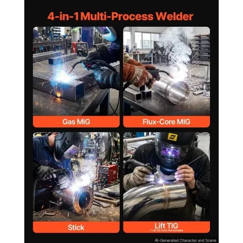 VEVOR 145A MIG-Schweißgerät 4-in-1 MIG/Fülldraht/Lift-TIG/MMA-Schweißen, 220V Tragbare Schweißmaschine für Werkstatt Garage & Heimwerker, IGBT-Inverter, Synergiesteuerung, 2T/4T-Modi, Digitalanzeige VEVOR 145A MIG-Schweißgerät 4-in-1 MIG/Fülldraht/Lift-TIG/MMA-Schweißen, 220V Tragbare Schweißmaschine für Werkstatt Garage & Heimwerker, IGBT-Inverter, Synergiesteuerung, 2T/4T-Modi, Digitalanzeige