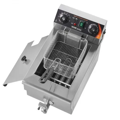 VEVOR kommerzielle Fritteuse, 1500 W elektrische Fritteuse mit Korb, 9 L Edelstahl Fritteuse mit Zeit- und Temperaturkontrolle, Überhitzungsschutz, Fritteuse für Küche Restaurant Café Bar – Bild 9