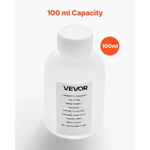 VEVOR Trübungskalibrierlösung 0 NTU 100 ml, Standard-Trübungslösung zum Nachfüllen für Trübungsmessgeräte, Nulldrift für stabile Konzentration, gebrauchsfertig, geeignet für weißes/rotes Licht – Bild 3