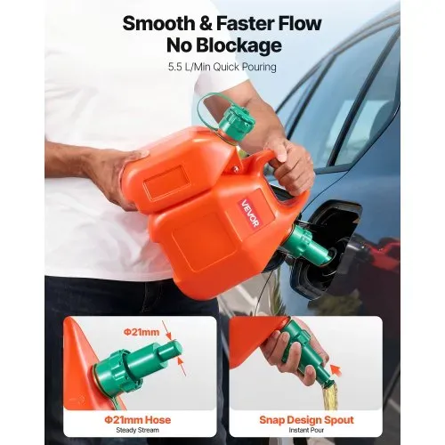 VEVOR Kraftstoffkanister, 6 L Kraftstofftank mit Ausguss & 1,9 L zusätzlichem Ölbehälter, max. Durchflussrate 5,5 L/min, Flüssigkeitsbehälter für die meisten Autos, Motorräder, ATVs & UTVs – Bild 3