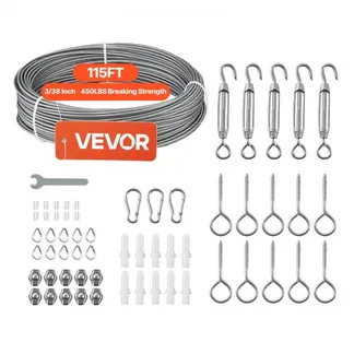 VEVOR Edelstahldrahtseil φ2 mm 35,1 m Länge, Drahtseil aus Edelstahl 304 mit einer Bruchlast von 2 kN, Stahldraht 7×7 Litzen, Geländerseil für Terrassengeländer, Gartenspaliere, Lichtketten VEVOR Edelstahldrahtseil φ2 mm 35,1 m Länge, Drahtseil aus Edelstahl 304 mit einer Bruchlast von 2 kN, Stahldraht 7×7 Litzen, Geländerseil für Terrassengeländer, Gartenspaliere, Lichtketten