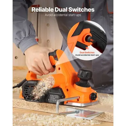 VEVOR Elektrohobel, 82 mm Schnittbreite, 650 W, 16800 U/min, Handhobel für Holz, mit einstellbarer Schnitttiefe, 2 Klingen, für Holzbearbeitung, Holzfasen, Heimwerkerarbeiten, Hobelmaschine – Bild 4
