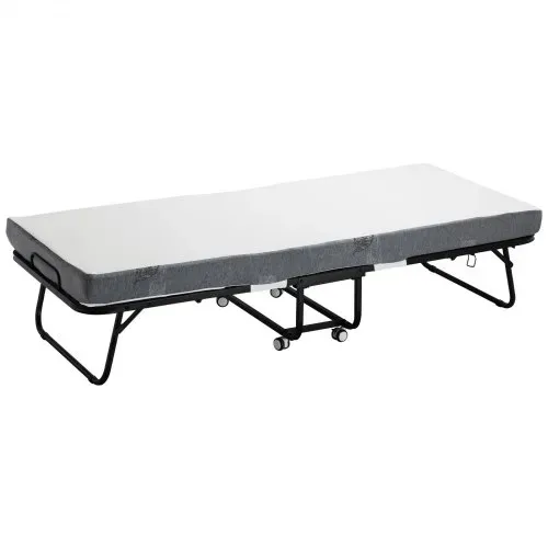 VEVOR Rollbett Klappbett mit 10 cm Matratze, faltbares Einzelbett mit Memory Foam-Matratze (190 x 81 cm), 136,1 kg belastbares Gästebett für Erwachsene, Metallbett für Schlafzimmer Wohnzimmer – Bild 10