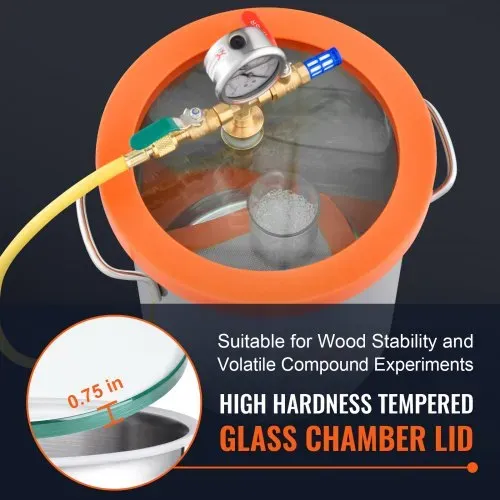VEVOR 11,4 L Vakuumkammer Edelstahl Vakuum Entgasungskammer (Durchmesser 23 cm, Höhe 27 cm) Unterdruckpumpe Vakuumkammer Ideal zum Stabilisieren von Holz und Entgasen von Silikon, Harz, Polyurethan – Bild 4