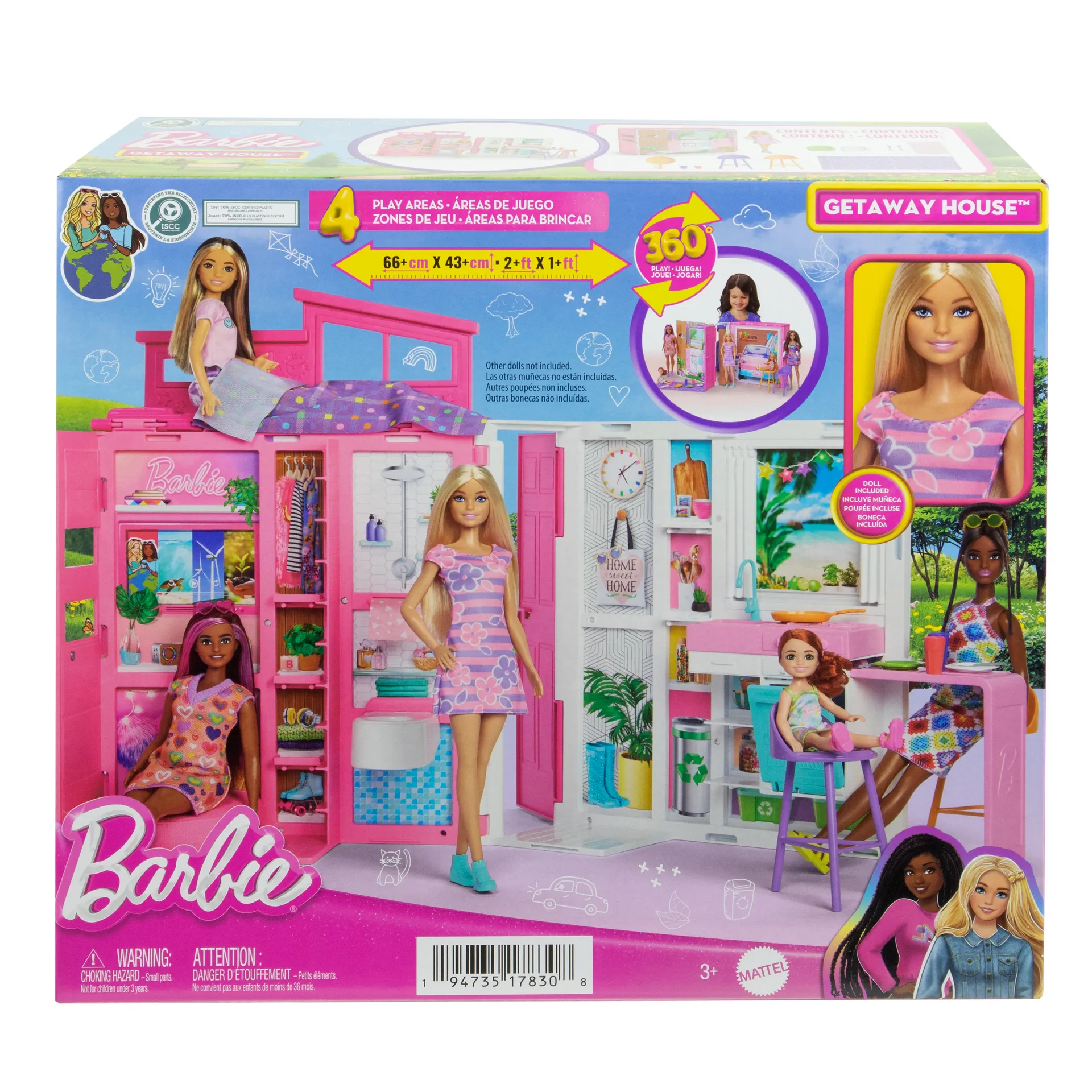 Barbie Barbie-Ferien-Puppenhaus mit Barbie-Puppe, 4 Spielbereichen und 11 Deko-Zubehörteilen – Bild 6