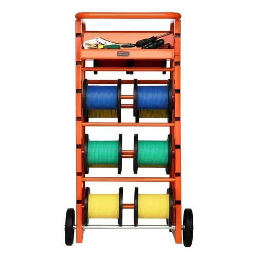 VEVOR Drahtspulenhalter 440x385x970 mm, 11 Querstangen, rollender Kabelspulenspender, freistehendes Kabelregal mit Ablagefach, 136 kg Kapazität, für Elektro-, Industrie- und Einzelhandel – Bild 9