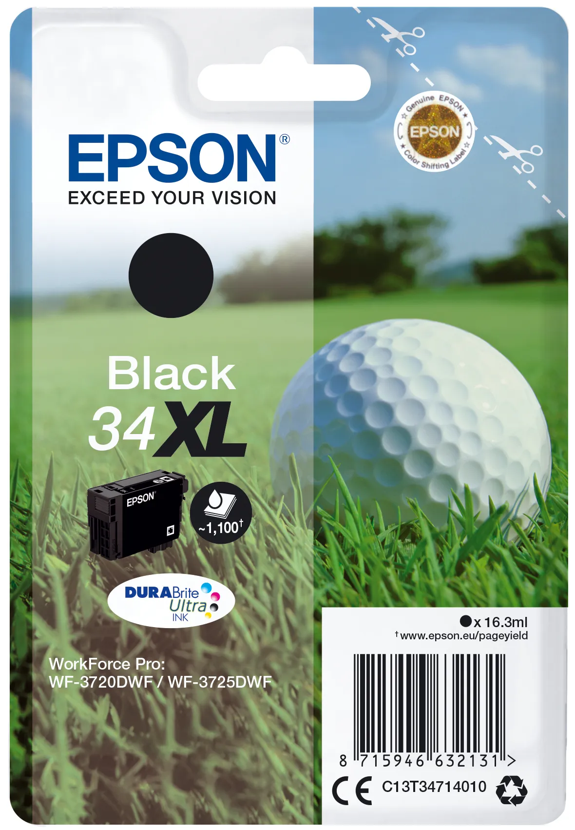 Epson Golf ball Singlepack Black 34XL DURABrite Ultra Ink Epson Golf ball Singlepack Black 34XL DURABrite Ultra Ink