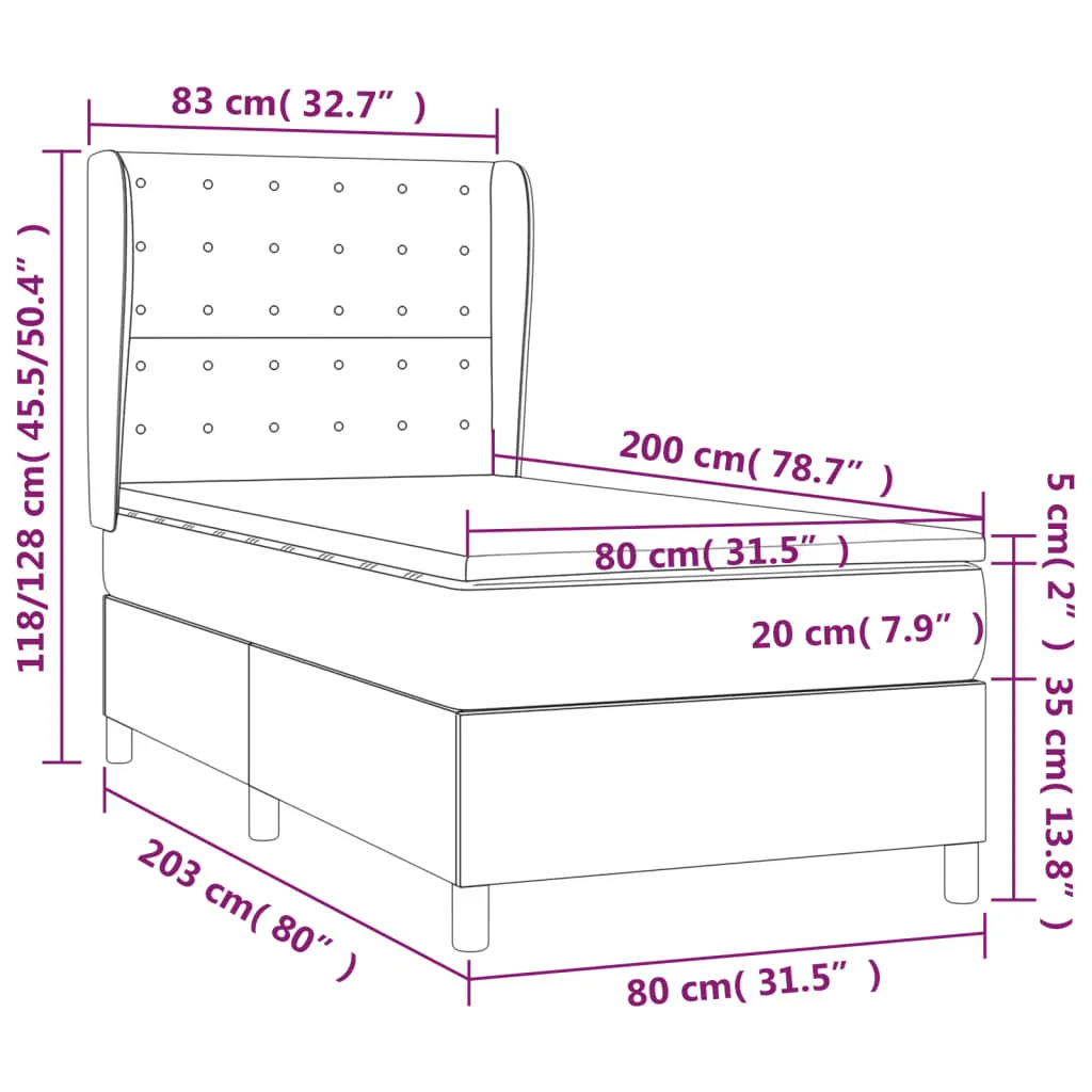 vidaXL Boxspringbett mit Matratze Rosa 80x200 cm Samt – Bild 7