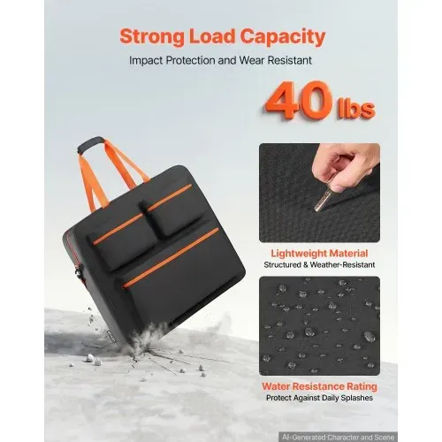 VEVOR Aufbewahrungstasche für 2x 200W Faltbare Solarpanele Schwarz & Orange, Tragbare Solarmodul Tasche für Outdoor Camping Ausflug & Wohnmobile, aus Polyesterfaser, Wasserdicht, mit Schultergurten – Bild 2