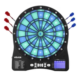 VEVOR Elektronische Dartscheibe, E-Dartboard mit LED-Beleuchtung, 48 Spielen & 500 Variationen, inkl. 6 Dartschäften mit Flights & 50 Ersatz-Pfeilspitzen, LCD mit Cricket-Punktestand, für 8 Spieler VEVOR Elektronische Dartscheibe, E-Dartboard mit LED-Beleuchtung, 48 Spielen & 500 Variationen, inkl. 6 Dartschäften mit Flights & 50 Ersatz-Pfeilspitzen, LCD mit Cricket-Punktestand, für 8 Spieler