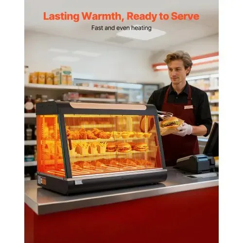 VEVOR 3-stöckige Wärmetheke 130 L, Warmhaltevitrine 1400 W, Warmhaltetheke 30–85 °C, Speisenwärmer mit LED-Beleuchtung & Verstellbaren Ablagen, Speisevitrine für Hamburger Pizza Brot Brathähnchen VEVOR 3-stöckige Wärmetheke 130 L, Warmhaltevitrine 1400 W, Warmhaltetheke 30–85 °C, Speisenwärmer mit LED-Beleuchtung & Verstellbaren Ablagen, Speisevitrine für Hamburger Pizza Brot Brathähnchen