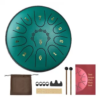 VEVOR Zungentrommel, 165 mm, 11 Tönen Regentrommel, D-Dur Musiktrommeln mit Notenbuch & Schlägeln, Steel Tongue Drum, Steel Pan, für Meditation Yoga Anfänger Musikunterricht, Grün VEVOR Zungentrommel, 165 mm, 11 Tönen Regentrommel, D-Dur Musiktrommeln mit Notenbuch & Schlägeln, Steel Tongue Drum, Steel Pan, für Meditation Yoga Anfänger Musikunterricht, Grün