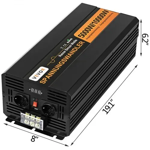 VEVOR 230V Spannungswandler Wechselrichter, 5000W Reiner Sinuswellen Wechselrichter, 24V DC Pure Sine Wave Power, Reiner Sinuswellen Wechselrichter – Bild 7