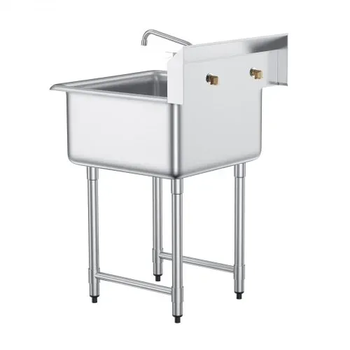 VEVOR Edelstahl Spültisch Gewerbliche Spülbecken 686 x 610 x 1041 mm, Spülbecken Edelstahl mit Wasserhahn 104 kg Tragfähigkeit, Edelstahlspüle Spülbecken Waschbecken Küche Freistehendes Spülbecken – Bild 10