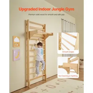 VEVOR schwedisches Leiterwand 10-stufiges Indoor-Klettergerüst aus Massivholz, 100 kg belastbare Indoor-Spielplatz-Kletterleiter Turnreck mit Klimmzugstange – Ideales Geschenk für Kinder VEVOR schwedisches Leiterwand 10-stufiges Indoor-Klettergerüst aus Massivholz, 100 kg belastbare Indoor-Spielplatz-Kletterleiter Turnreck mit Klimmzugstange – Ideales Geschenk für Kinder