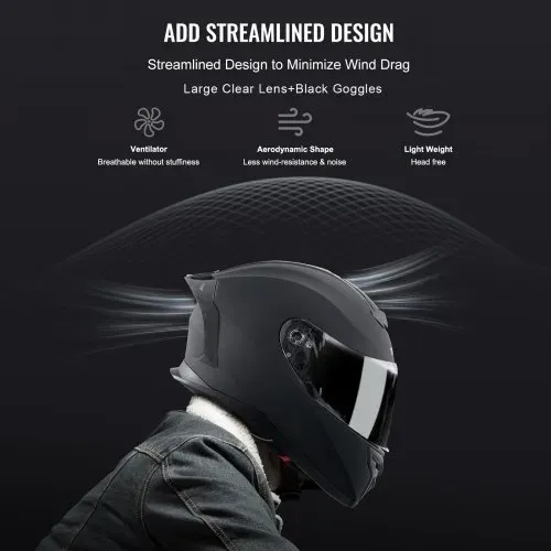 VEVOR Motorradhelm, Integralhelm, Smart Street ABS & High Density Helm mit Wechselglas, ECE-geprüfter bequemer Motocross-Helm, passend für Jugendliche & Erwachsene – Bild 4