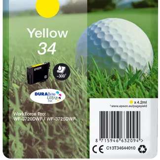 Epson Golf ball Singlepack Yellow 34 DURABrite Ultra Ink Epson Golf ball Singlepack Yellow 34 DURABrite Ultra Ink