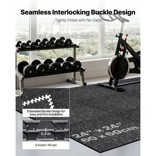 VEVOR 24 x Puzzlematte Bodenschutzmatte 610 x 610 x 10 mm, Hochdichte EVA-Schaumstoffmatte, Ineinandergreifende Fitnessmatte Gymnastikmatte Sportmatte, Trainingsmatte (Schwarz) mit Weißen Punkten – Bild 4