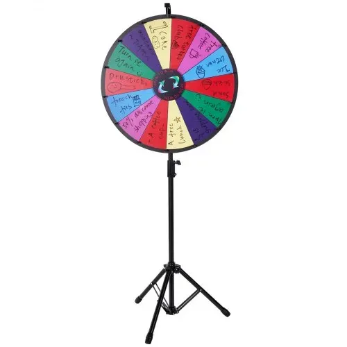 VEVOR Glücksrad (601 mm) mit 14 Fächern & Höhenverstellbarem Ständer (1125–1530 mm) & Abwischbarem Rouletterad & Aufbewahrungstasche, Drehendes Preisrad für Partys, Kneipen, Messen & Jahrmärkte – Bild 8