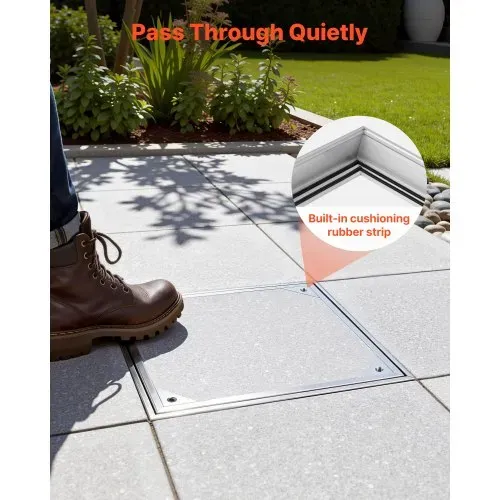 VEVOR Schachtabdeckung mit Rahmen 40 x 40 cm, Unsichtbarer Schachtdeckel Auspflasterbarer Klärgrubendeckel aus Aluminiumlegierung für Integrierten Abflusskanal auf Gehwegen in Gärten auf Terrasse – Bild 6