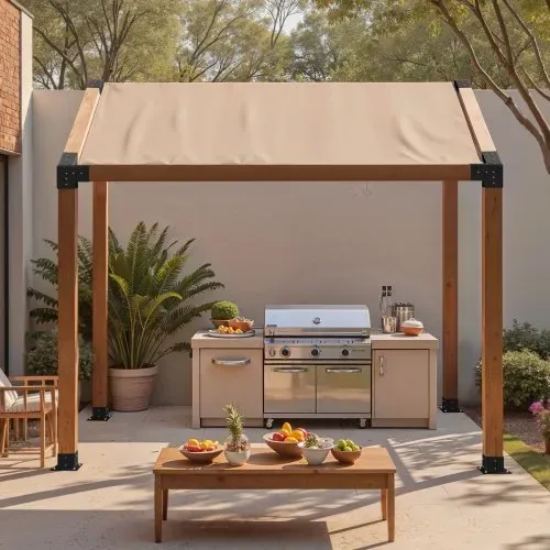 VEVOR Pfosttenverbinder, 3-Wege-Schräghalterung für 92 x 92 mm, Pergola-Halterung aus Karbonstahl mit Schrauben & Pfostensockeln, für Holzpergolen im Freien, Pavillons, Schuppen, 8 Stück – Bild 7