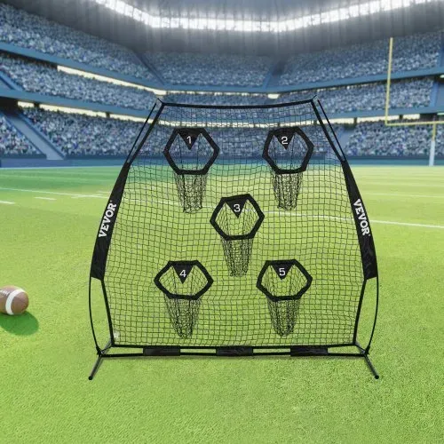 VEVOR Fußballtrainer Wurfnetz Übungsnetz (2265 x 1060 x 2100 mm) mit 5 Zieltaschen & tragbarer Aufbewahrungstasche & Gurten, Wurfelziel-Training für die Passgenauigkeit des Quarterbacks, Schwarz – Bild 7