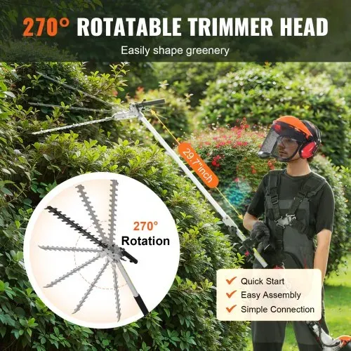 VEVOR 6-in-1 Heckentrimmer Benzin-Heckenschere 52CC Langstielheckenschere – Bild 2