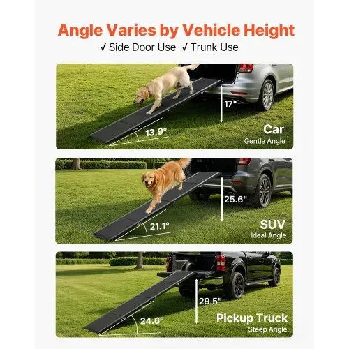 VEVOR Hunderampe, 180 x 43,2 cm, faltbare Hundeautorampe für mittelgroße & große Hunde bis 113 kg, Einstiegshilfe mit rutschfester Oxford-Gewebeoberfläche, tragbare Hundetreppe für SUV & LKW – Bild 4