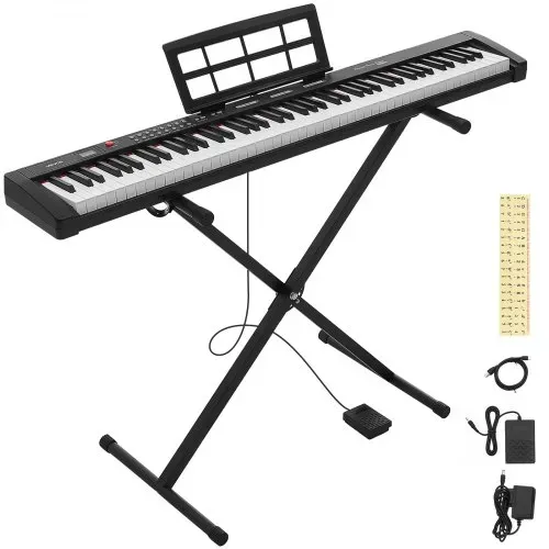 VEVOR Digitalpiano mit 88 Tasten Halbgewichtet E-Piano mit Ständer für Anfänger und Fortgeschrittene, 128 Klänge, 128 Rhythmen, HiFi-Stereolautsprecher, 3,5-mm-Kopfhörerbuchse, Sustain-Pedal – Bild 8