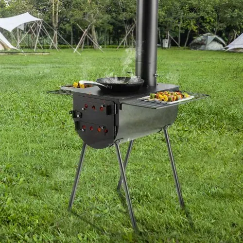 VEVOR Tragbarer Holzofen, Camping-Hot-Zelt-BBQ-Ofen, 300 cm, für den Außenbereich mit Rohren – Bild 7