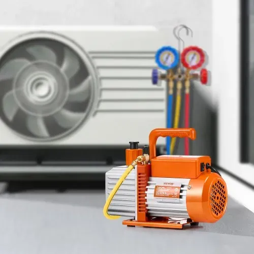 VEVOR Vakuumpumpe, 6 CFM, HVAC 2-stufige Drehschieber-Vakuumpumpe, für R134a R22 R410a-Systeme, Auto-AC-Vakuumpumpen-Kit mit Ölflasche, für die Harzentgasung zur Wartung von Autoklimaanlagen – Bild 7