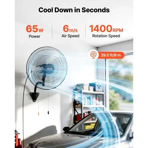 VEVOR 65W Industrieller Wandventilator 57 cm, 6 m/s Oszillierender Wandlüfter mit 3 Stufen & Verstellbarem Neigungswinkel, Gewerblicher Industrieventilator für Werkstatt Garage Lager Gym, Schwarz VEVOR 65W Industrieller Wandventilator 57 cm, 6 m/s Oszillierender Wandlüfter mit 3 Stufen & Verstellbarem Neigungswinkel, Gewerblicher Industrieventilator für Werkstatt Garage Lager Gym, Schwarz