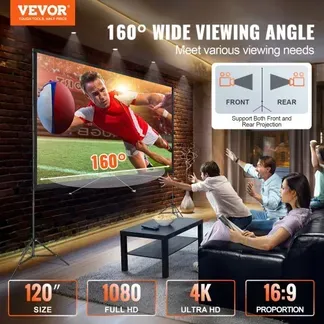 VEVOR Projektion Beamer Leinwand mit Ständer 304,8 cm HD 4K Outdoor Indoor Projektor Screen Schnelles Klappbare Tragbare Filmleinwand 16: 9 für Heimkino, Camping und Freizeitveranstaltungen Schwarz VEVOR Projektion Beamer Leinwand mit Ständer 304,8 cm HD 4K Outdoor Indoor Projektor Screen Schnelles Klappbare Tragbare Filmleinwand 16: 9 für Heimkino, Camping und Freizeitveranstaltungen Schwarz