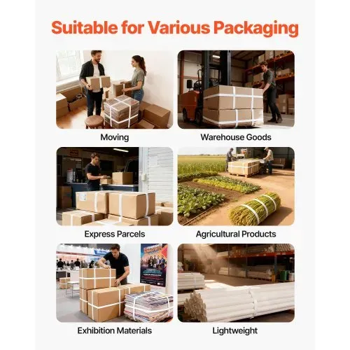 VEVOR 4 tlg. Umreifungsset mit Umreifungsband, Manuelle Umreifungsgerät mit 100 m PET Band, 100 Metallklammern & Schneider, Ideale Werkstattausstattung für industrielle Verpackung, Transport & Lager – Bild 5