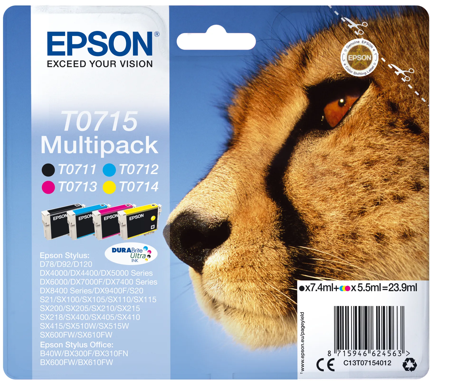 Epson Multipack 4 Farben T0715, DURABrite Ultra Ink Epson Multipack 4 Farben T0715, DURABrite Ultra Ink