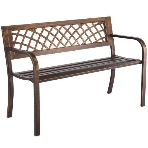 VEVOR Gartenbank Gartenmöbel Bänke 116 cm 250 kg Tragkraft, Terrassenbank mit Metallrahmen aus Karbonstahl, Balkonbank mit PVC-Netzmuster & Armlehnen, Terrassenbank für Garten Park Hof, Schwarz – Bild 9
