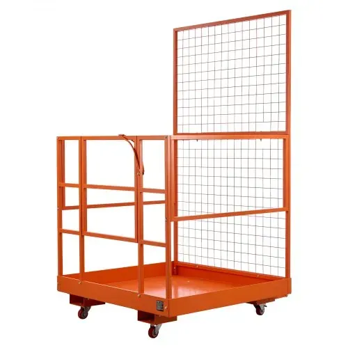 VEVOR Staplerbühne 1225x1148mm, 635kg Belastbarer Arbeitskorb aus Kohlenstoffstahl, Arbeitsbühne mit 155x60mm Einfahrtaschen Verriegelungsstift & Rollen, Gabelstapler-Sicherheitskorb für Höhenarbeiten – Bild 10